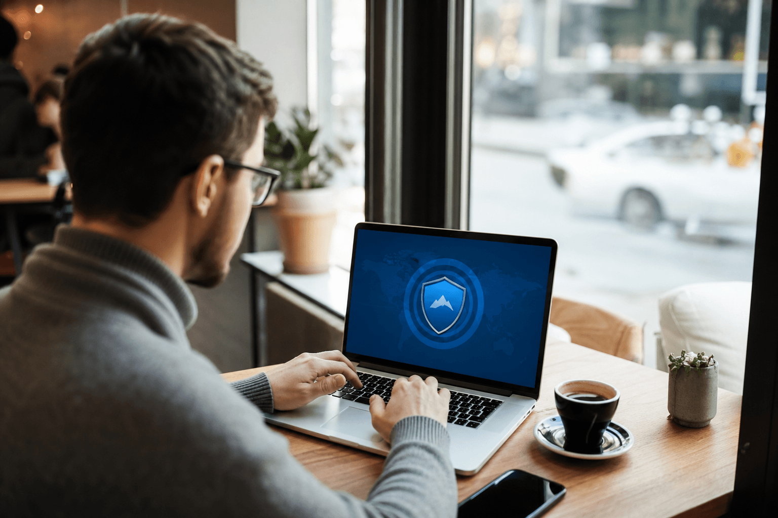 Gezin met kinderen gebruikt tablet en laptop veilig thuis met VPN-bescherming