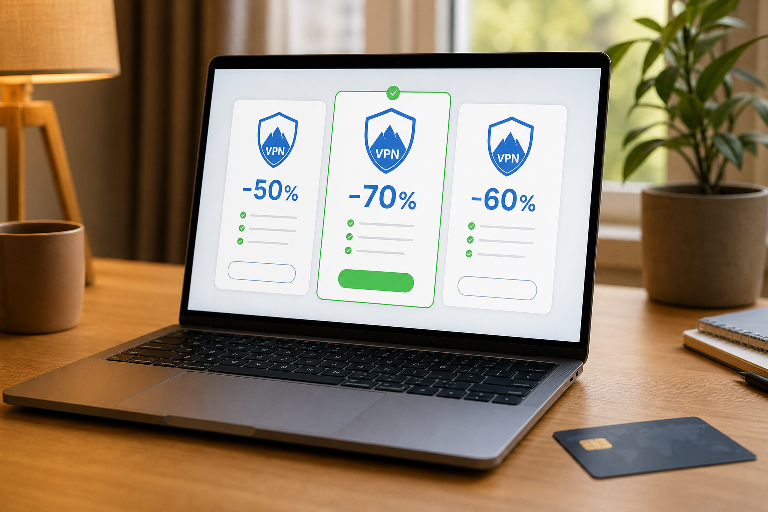Student met laptop op universiteitscampus die een goedkope VPN gebruikt op openbaar wifi