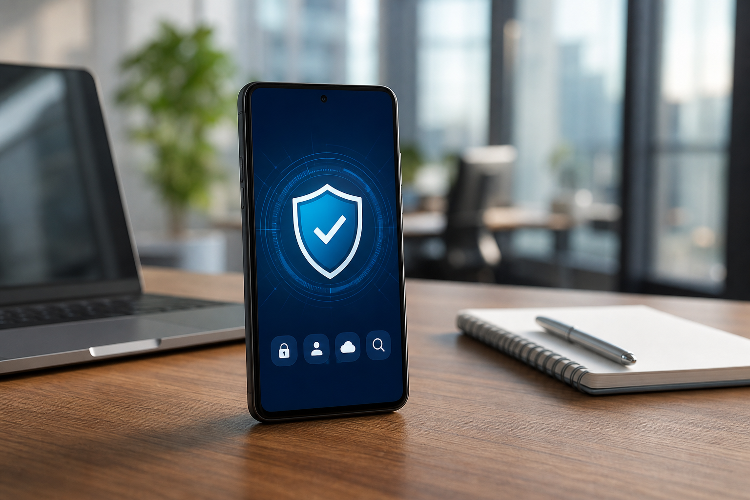 Android smartphone met actieve VPN-verbinding, beveiligde mobiele verbinding