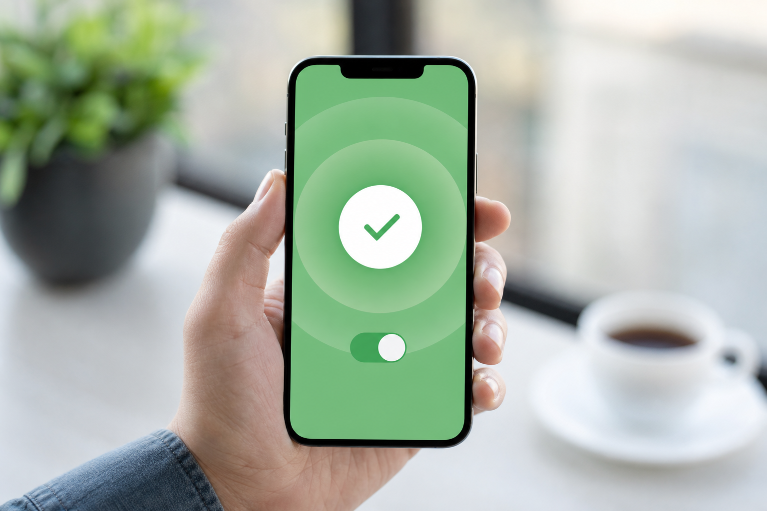 iPhone met VPN-app actief op iOS, privacybescherming op mobiel apparaat