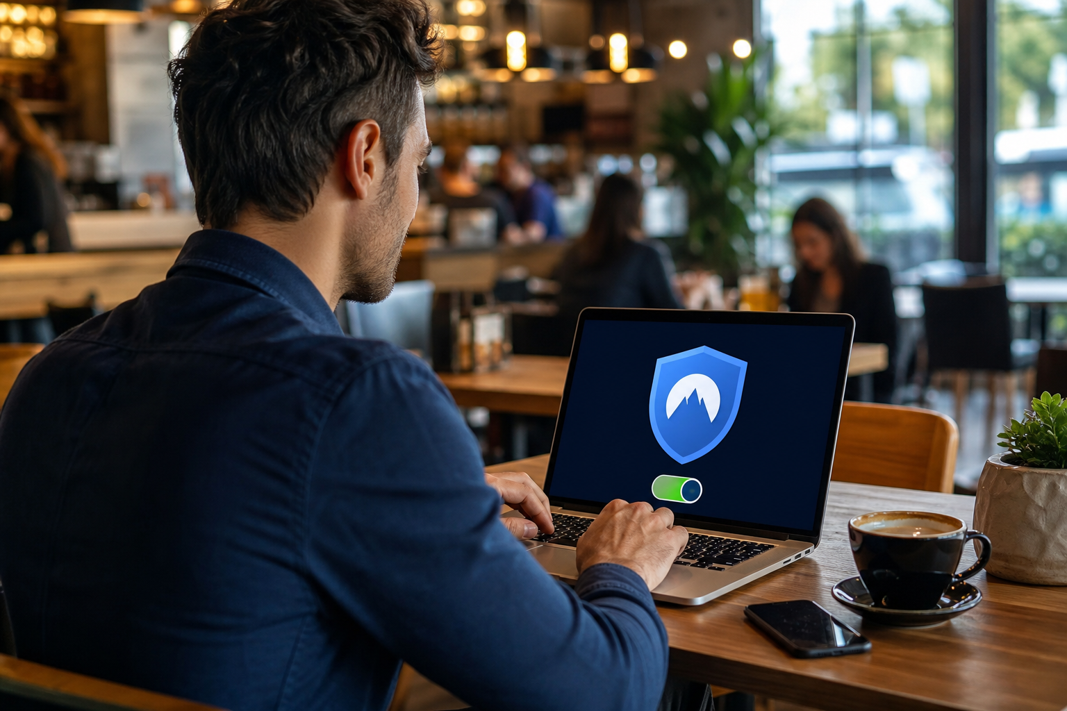 Laptopscherm met VPN-verbindingsstatus en netwerkinstellingen om een IPv6-lek te voorkomen