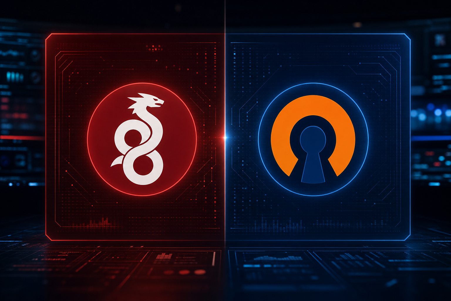 Glanzende datakabels symboliseren WireGuard versus OpenVPN protocol vergelijking